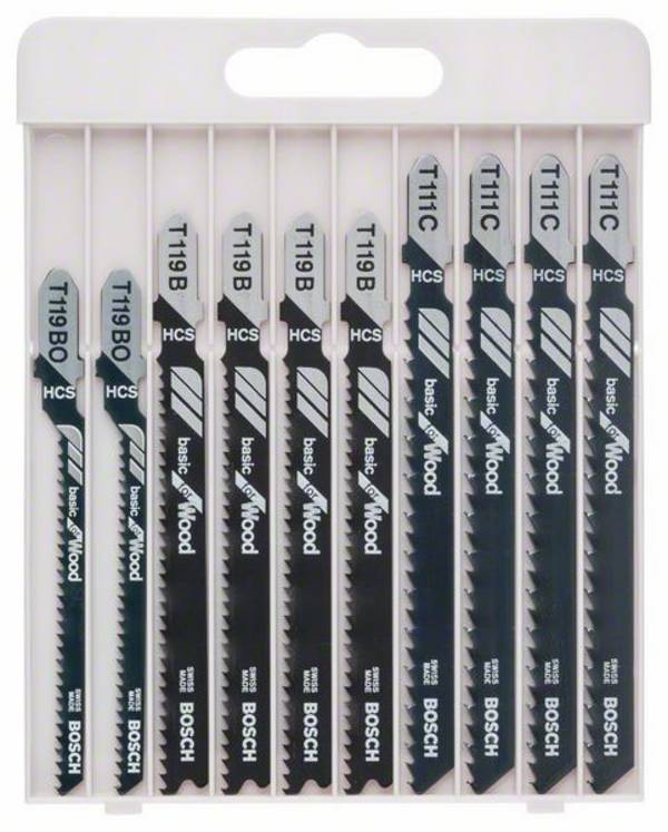 Bosch Accessories 2607010629 Stichsägeblatt-Set Basic for Wood, 10-teilig 1 Set