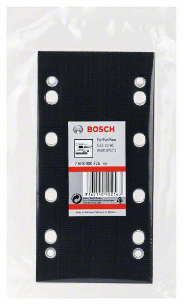 Verpacktes Bosch Schleifpapier mit mehreren Löchern, geeignet für das Modell GSS 23 AE.