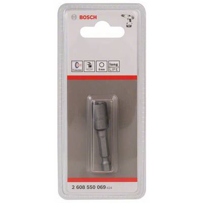 Verpackter 6 mm Bosch-Bit mit 'Long Life'-Markierung, geeignet für Schraubendreher. Artikelnummer: 2 608 550 069.