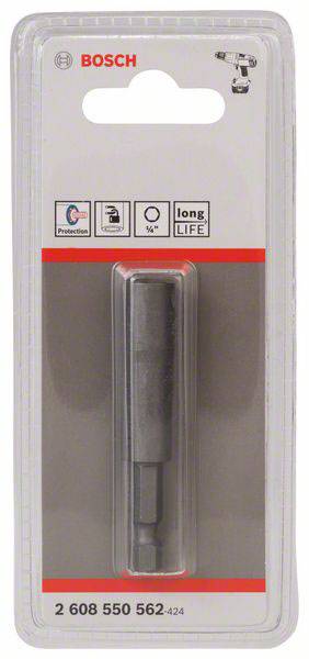 'Bosch Magnetischer Universalhalter 2 608 550 562' in Kunststoffverpackung. Text: 'Protection, Long Life, 1/4"'.