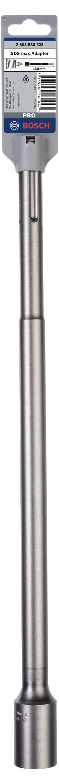 'Bosch' Bohrerschaft, zylindrisch, mit Produktinformationen und technischen Spezifikationen auf der Verpackung sichtbar.