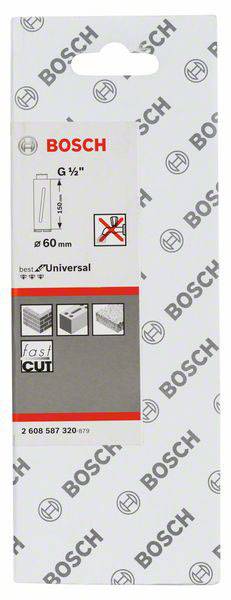 Verpackung einer Bosch Stichsägeklinge für Universalgebrauch, Länge 60 mm, geeignet für Holz, Kunststoff und weiche Metalle, schnelle Schnitte.
