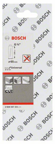 Verpackungsdesign für Bosch-Sägeblatt, illustriert mit Symbolen und Text, der die Spezifikationen, Kompatibilität und Anwendung zeigt.