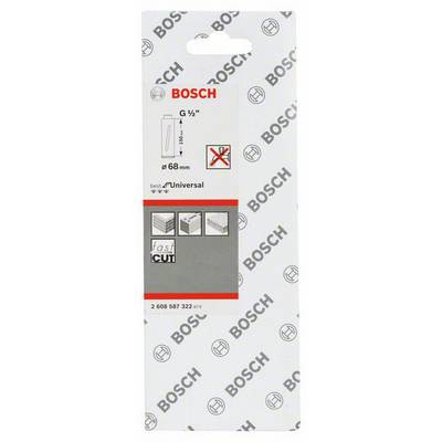 'Bosch' Verpackung für Stichsägeblätter, Universal, Länge 68 mm, geeignet für G 1/2. Enthält Abmessungssymbol und 'Fast Cut' Hinweis.