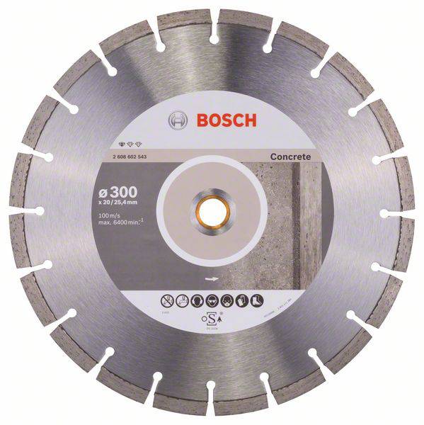 BOSCH Diamanttrennscheibe Professional for Concrete, 300 x 20,00+25,40 x 2,8 x 10 mm 2608602543 Durc