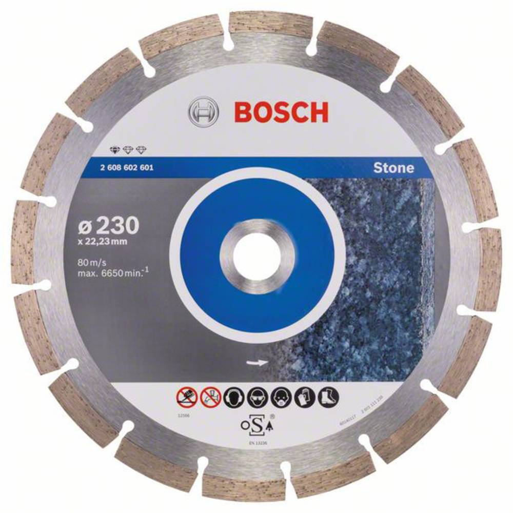 Diamantdoorslijpschijf Professional for Stone, 230 x 22,23 x 2,3 x 10 mm Bosch 2608602601