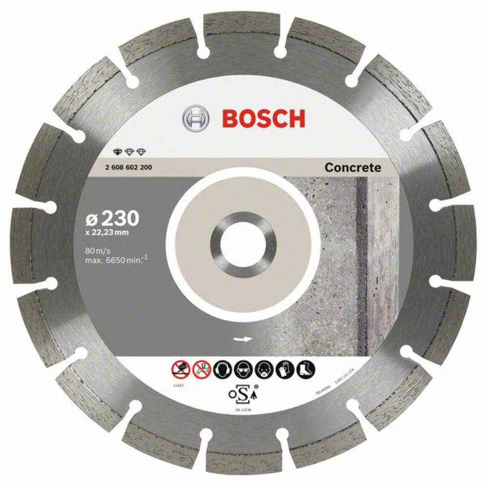 Diamantdoorslijpschijf Standard for Concrete, 230 x 22,23 x 2,3 x 10 mm Bosch 2608603243