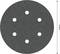 Ein rundes Schleifpapier mit sechs Löchern und einem Durchmesser von 150 mm.