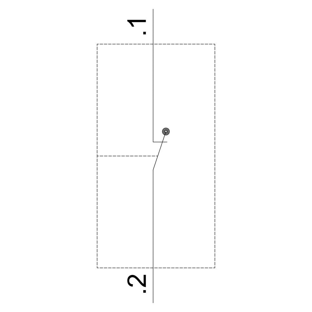 Technische Zeichnung eines rechteckigen Bauteils mit Loch und Markierungen '1.' und '2.'.