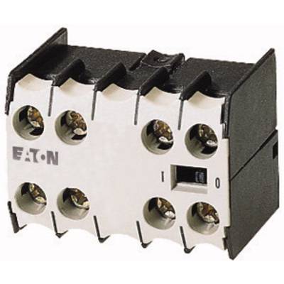 Ein elektrischer Schalter von Eaton in Schwarz-Weiß mit sechs Schraubklemmen und einer '1-0'-Markierung für Ein/Aus.