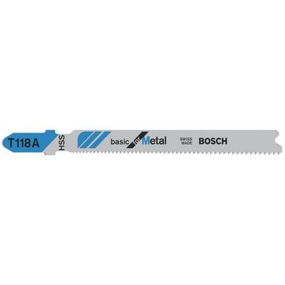 'Metallsägeblatt von Bosch, Modell T118A, geeignet für Metallarbeiten. Schweizer Produktion mit HSS-Konstruktion.'