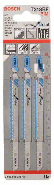Bosch Accessories 2608636233 Stichsägeblatt T 318 BF Flexible for Metal, 3er-Pack 3 St.-1