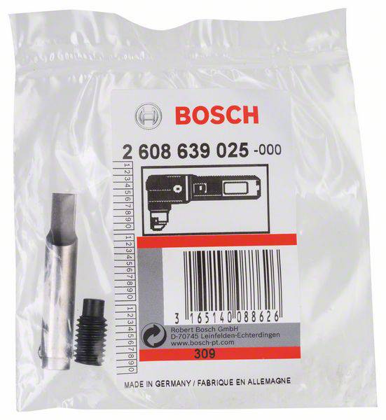 Ersatzteil-Set von Bosch in einem transparenten Beutel, enthält zwei metallische Komponenten. Produktnummer '2 608 639 025 -000'.