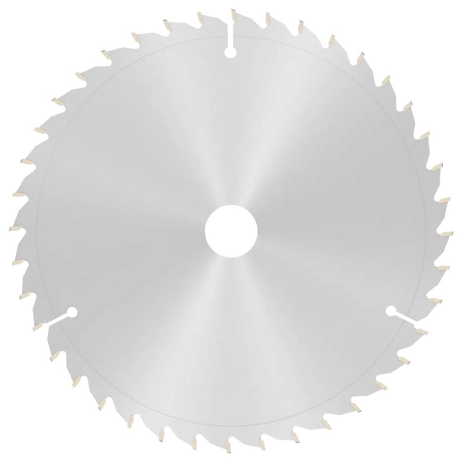 Eine Kreissägeblatt mit scharfen, gleichmäßig angeordneten Zähnen entlang des Randes, verwendet zum Schneiden von Holz- oder Metallmaterialien.