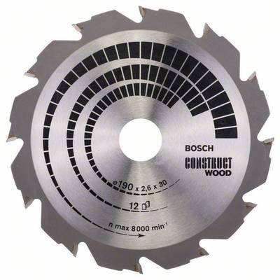 Bosch Accessories Construct Wood 2608640633 Hartmetall Kreissägeblatt 190 x 30 x 2.6 mm Zähneanzahl: 12 1 St.