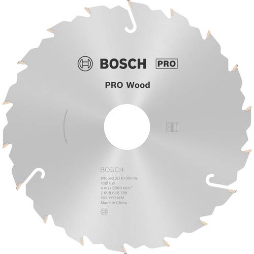 Bosch Accessories Standard for Wood Speed 2608640789 Hartmetall Kreissägeblatt 165 x 30 x 2.4 mm Zähneanzahl: 18 1 St.