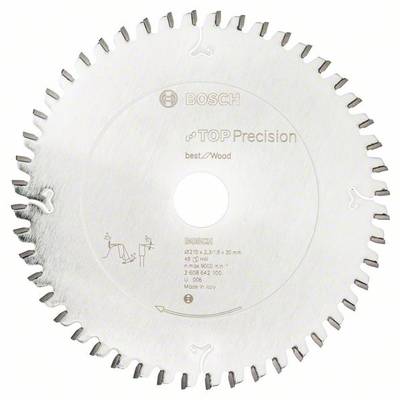 Kreissägeblatt mit 48 Zähnen, geeignet für Holz. Aufdruck: 'TOP Precision best for Wood' und technische Details. Hergestellt in Italien.