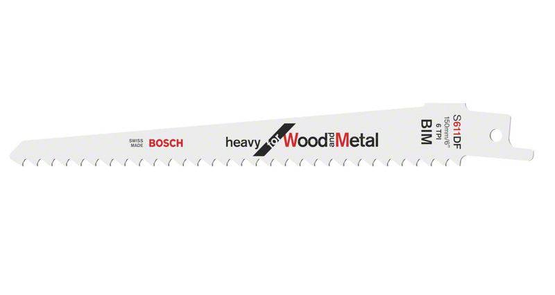 Säbelsägeblatt für Holz und Metall von Bosch, Modell S611DF, mit grober Verzahnung und BIM Beschichtung.