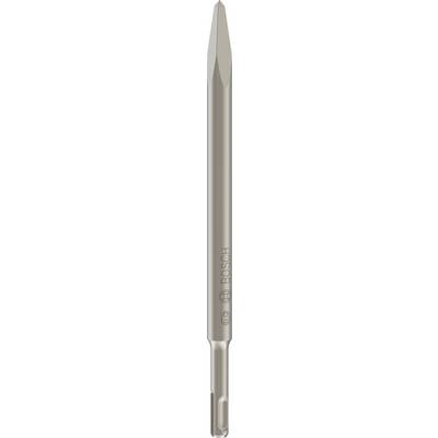 Silberfarbener Meißelbohrer aus Metall mit scharfer Spitze und SDS-plus-Aufnahme für Bohrmaschinen und Hämmer.