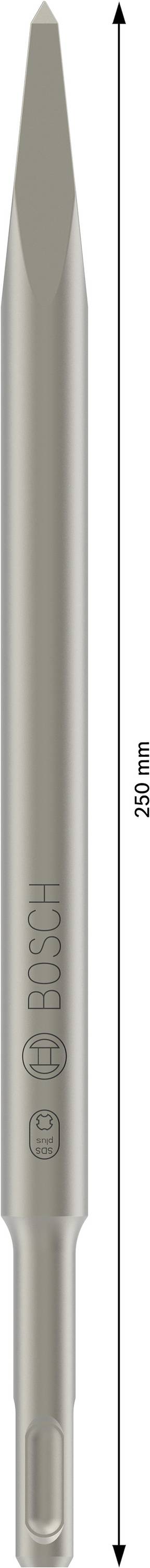 Ein metallischer Meißel, 250 mm lang, mit einer Spitze auf einer Seite. Tool für Bau- oder Steinmetzarbeiten.