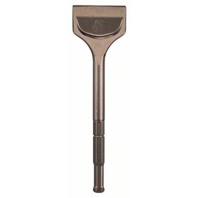 Metallschaber mit langem Griff und breiter Klinge, geeignet für das Entfernen von Material oder das Glätten von Oberflächen.
