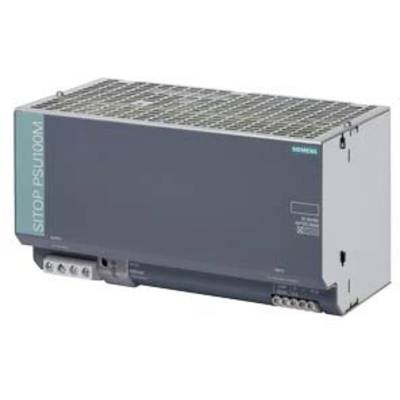 Ein graues Siemens Sitop PSU100M Netzteil liegt horizontal. Links befindet sich ein graues Etikett mit dem Produktnamen.