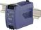 Ein blaues Puls-Netzteil, an einer DIN-Schiene montiert, mit 30W Ausgangsleistung und Spannungseinstellungen zwischen 100-240V AC, 0.6A.