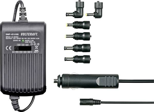 VOLTCRAFT SMP-45 USB Notebook-Netzteil 45 W 9.5 V/DC, 12 V/DC, 15 V/DC, 16 V/DC, 18 V/DC, 19 V/DC, 20 V/DC 3 A