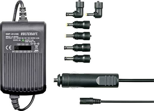 VOLTCRAFT SMP-45 USB Notebook-Netzteil 45 W 9.5 V/DC, 12 V/DC, 15 V/DC, 16 V/DC, 18 V/DC, 19 V/DC, 20 V/DC 3 A