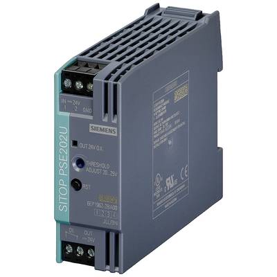 Industriespannungsüberwachungsgerät 'SITOP PSE202U' von Siemens. Zeigt Spannungseinstellungen und Betriebsstatusanzeigen an.