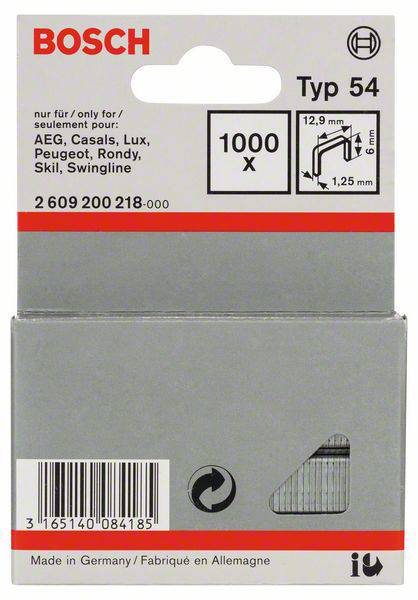 Bosch Accessories 2609200218 Flachdrahtklammern Typ 54 1000 St. Abmessungen (L x B) 6 mm x 12.9 mm