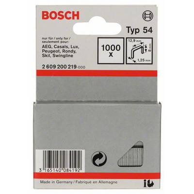 Verpackung für Bosch Heftklammern Typ 54, 1000 Stück. Geeignet für AEG, Casals, Lux, Peugeot, Rondy, Skil, Swingline. Made in Germany.