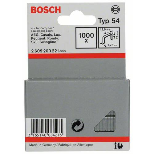 Thumbnail - Bosch Accessories 2609200221 Flachdrahtklammern Typ 54 1000 St. Abmessungen (L x B) 12 mm x 12.9 mm