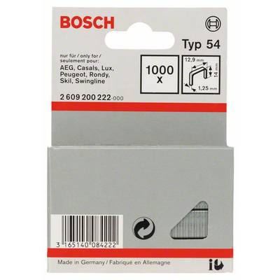 Flachdrahtklammer Typ 54, 12,9 x 1,25 x 14 mm 1000 St. Bosch Accessories 2609200222 