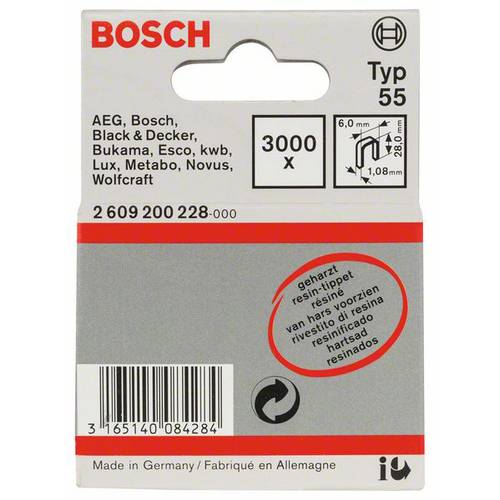 Bosch Accessories 2609200228 Schmalrückenklammern Typ 55 3000 St. Abmessungen (L x B) 28 mm x 6 mm