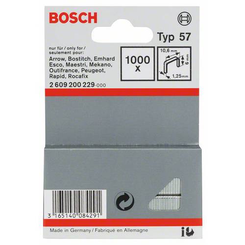 Thumbnail - Bosch Accessories 2609200229 Flachdrahtklammern Typ 57 1000 St. Abmessungen (L x B) 6 mm x 10.6 mm