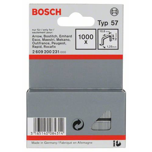 Bosch Accessories 2609200231 Flachdrahtklammern Typ 57 1000 St. Abmessungen (L x B) 10 mm x 10.6 mm