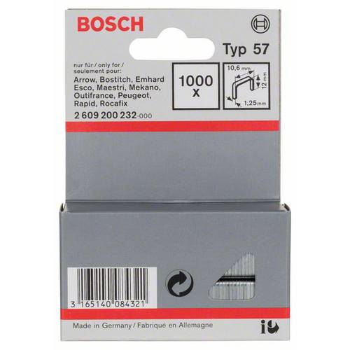 Bosch Accessories 2609200232 Flachdrahtklammern Typ 57 1000 St. Abmessungen (L x B) 12 mm x 10.6 mm