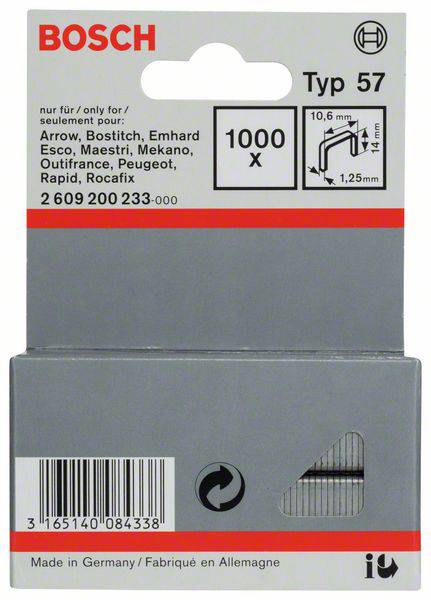 Bosch Accessories 2609200233 Flachdrahtklammern Typ 57 1000 St. Abmessungen (L x B) 14 mm x 10.6 mm