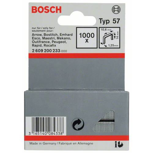 Bosch Accessories 2609200233 Flachdrahtklammern Typ 57 1000 St. Abmessungen (L x B) 14 mm x 10.6 mm