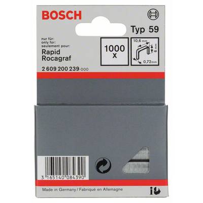 Feindrahtklammer Typ 59, 10,6 x 0,72 x 6 mm, 1000er-Pack 1000 St. Bosch Accessories 2609200239 