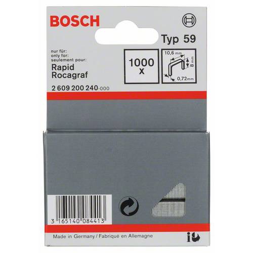 Bosch Accessories 2609200240 Feindrahtklammern Typ 59 1000 St. Abmessungen (L x B) 8 mm x 10.6 mm