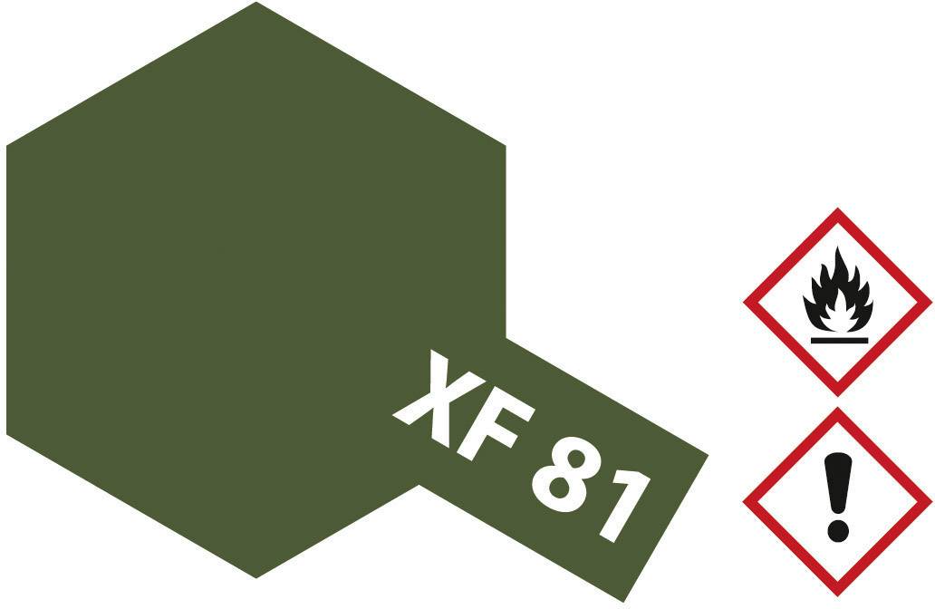 'Dunkeloliver Farbton XF 81 mit Gefahrensymbolen: Feuergefahr und Warnung.'