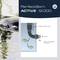 Schwimmskimmer-System mit Filter und zwei Fischen im Teich. Text: 'PerfectSkim ACTIVE 12.000'.