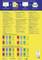 Beschreibung: Anleitung mit verschiedenen Farbetiketten, organisiert nach Farben und Nummern. Text auf Deutsch, Englisch, Französisch und anderen Sprachen.