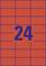 Zahl '24' in blauen Ziffern, zentriert auf einem roten Hintergrund mit blauen Rasterlinien.