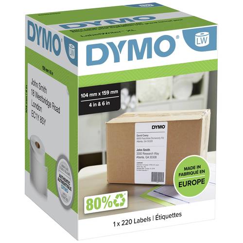 DYMO Etiketten Rolle S0904980 S0904980 159 x 104 mm Papier Weiß 220 St. Permanent haftend Versand-Etiketten