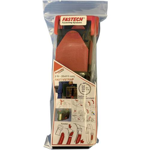 FASTECH® 906-810-Bag Klettband mit Gurt Haft- und Flauschteil (L x B) 810 mm x 50 mm Schwarz, Rot 2 St.