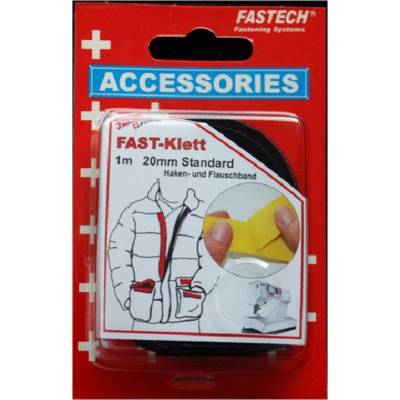 FASTECH® 680-330C Klettband zum Aufnähen Haft- und Flauschteil (L x B) 1000 mm x 20 mm Schwarz 1 Paar