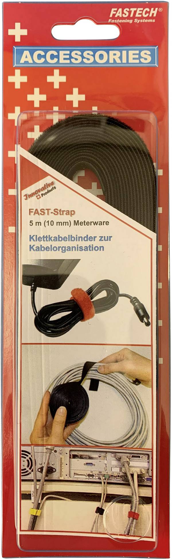 FASTECH® 696-330C  Klettband zum Bündeln Haft- und Flauschteil (L x B) 5000 mm x 10 mm Schwarz 5 m